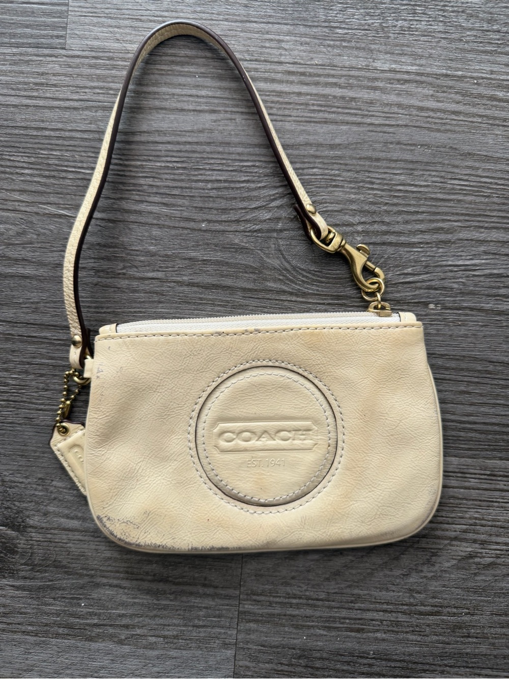 Vintage Coach Cream Leather